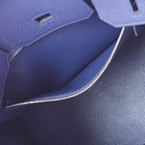 HERMES エルメス バーキン 30  ブルーアンクル パラジウム金具 C刻印(2018年頃) レディース トゴ ハンドバッグ Aランク 中古 銀蔵