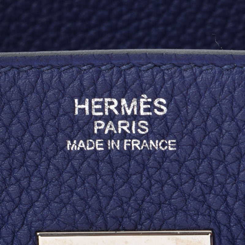 HERMES エルメス バーキン 30  ブルーアンクル パラジウム金具 C刻印(2018年頃) レディース トゴ ハンドバッグ Aランク 中古 銀蔵