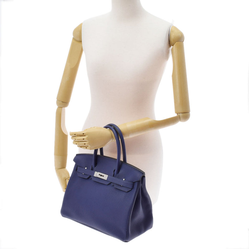 HERMES エルメス バーキン 30  ブルーアンクル パラジウム金具 C刻印(2018年頃) レディース トゴ ハンドバッグ Aランク 中古 銀蔵