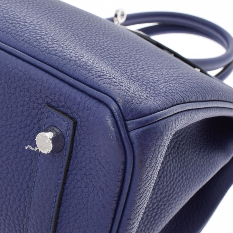 HERMES エルメス バーキン 30  ブルーアンクル パラジウム金具 C刻印(2018年頃) レディース トゴ ハンドバッグ Aランク 中古 銀蔵