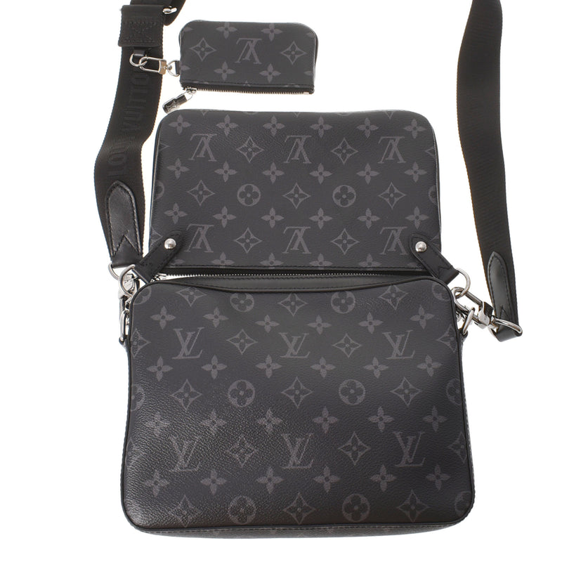 LOUIS VUITTON Louis Vuitton Monogram Eclipse Trio Messenger Black/Gray M69443 Men's Monogram Canvas Shoulder Bag A Rank Used Ginzo