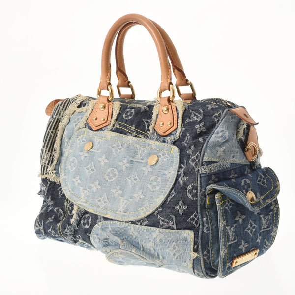 LOUIS VUITTON Louis Vuitton Monogram Patchwork Denim Speedy 30 Blue M95380 Unisex Denim Handbag B Rank used Ginzo