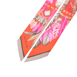 HERMES エルメス ツイリー フェザー柄 ピンク/赤系 レディース シルク100％ スカーフ Aランク 中古 銀蔵
