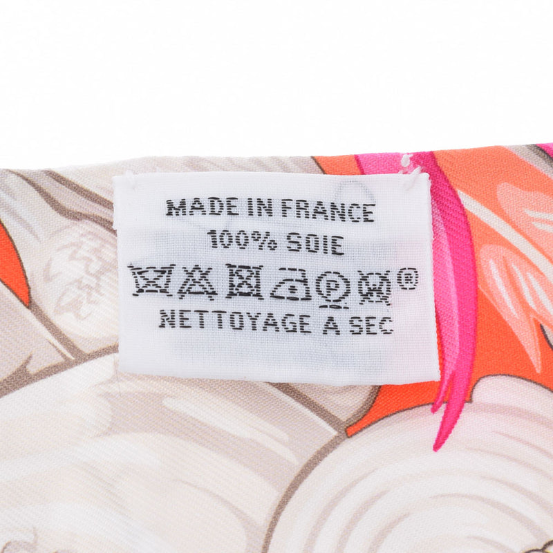 HERMES Hermes twilly feather pattern pink/red ladies silk 100 % scarf A rank used Ginzo