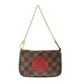 路易·威登（Louis Vuitton）路易斯·威登（Louis Vuitton）达米尔（Damier）迷你T＆B棕色N58011女士Dami Cambus配件袋A级使用Ginzo