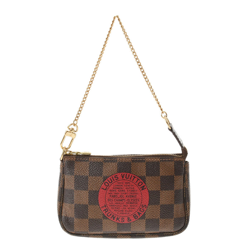 路易·威登（Louis Vuitton）路易斯·威登（Louis Vuitton）达米尔（Damier）迷你T＆B棕色N58011女士Dami Cambus配件袋A级使用Ginzo