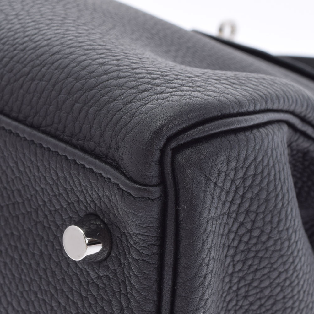 【保存袋枕付】 エルメス ケリーウォッチ シルバー 黒文字盤 新品電池 黒ベルト 保存袋枕付】 エルメス ケリーウォッチ シルバー 黒文字盤 新品