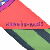 HERMES Hermes twilly plant pattern red/black ladies silk 100 % scarf new used Ginzo