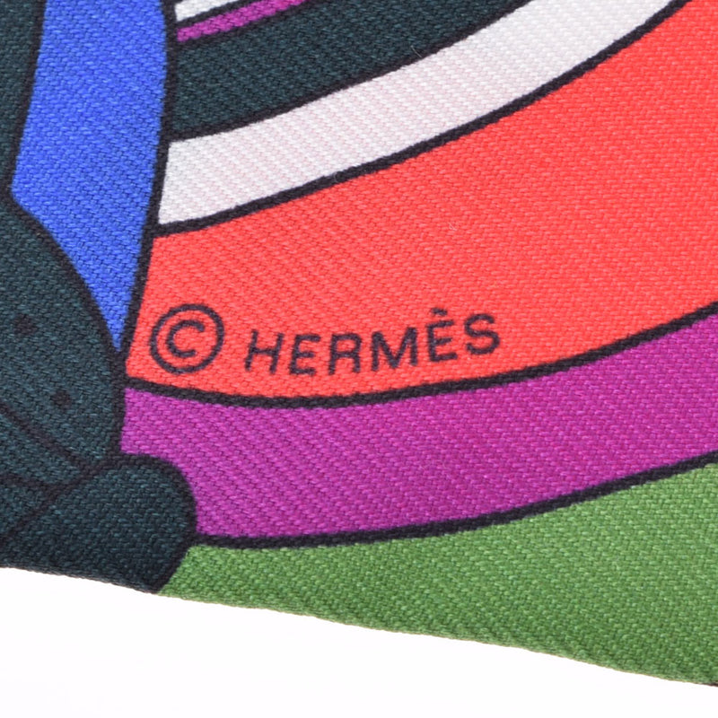 HERMES エルメス ツイリー植物柄 赤/黒系 レディース シルク100％ スカーフ 新同 中古 銀蔵