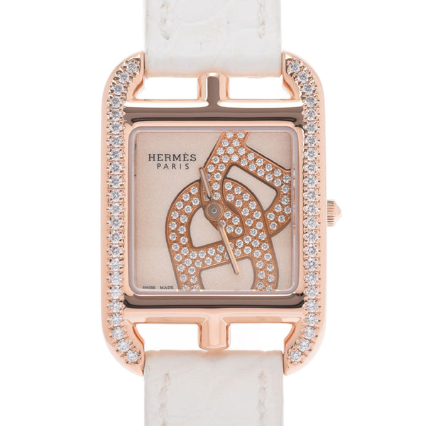 HERMES Hermes Cape Cod Chain Danclejoylier Besel/Dial Diamond CC1.371 Ladies PG/Leather Watch Quartz Dial Dial A Rank used Ginzo