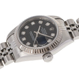 ROLEX Rolex Datejust 10P Diamond 69174G Ladies WG/SS Watch Automatic Black Dial A Rank Used Ginzo