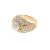 Cartier Cartier Cartier Pecunia Ring Pearl Pavé Diamond Gold No. 12 Ladies K18YG Ring / Ring A Rank Used Ginzo