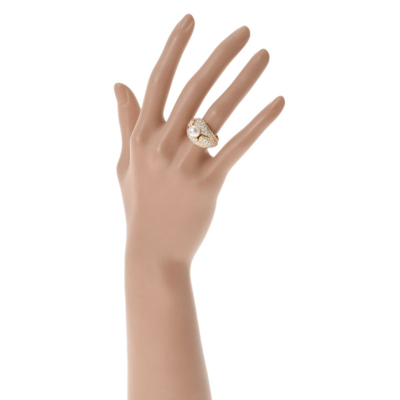Cartier Cartier Cartier Pecunia Ring Pearl Pavé Diamond Gold No. 12 Ladies K18YG Ring / Ring A Rank Used Ginzo
