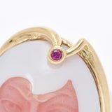 Other facial pattern shell ruby ​​1.50ct white/pink 11 ladies K18YG ring/ring A rank A ranked Ginzo