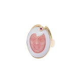 Other facial pattern shell ruby ​​1.50ct white/pink 11 ladies K18YG ring/ring A rank A ranked Ginzo