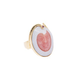 Other facial pattern shell ruby ​​1.50ct white/pink 11 ladies K18YG ring/ring A rank A ranked Ginzo