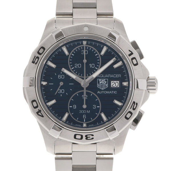 TAG HEUER Taghoier Aquarer Aqua Relier Chronograph Silver CAP2112 .ba0833 Men's SS Watch Automatic Blue Dial A Rank used Ginzo