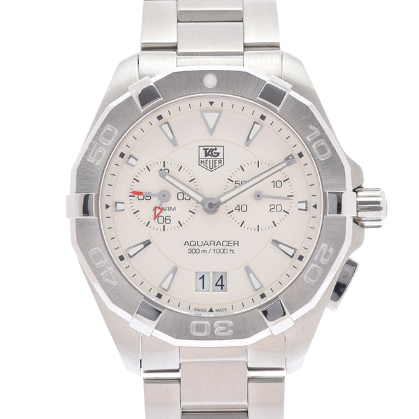 TAG HEUER タグホイヤー アクアレーサー アラーム WAY111Y.BA0928 メンズ SS 腕時計 クオーツ ホワイト文字盤 Aランク 中古 銀蔵