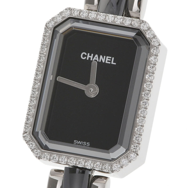 CHANEL Chanel Premiere Bezel Diamond H2163 Ladies SS/Black Ceramic Watch Quartz Black Dial A Rank Used Ginzo