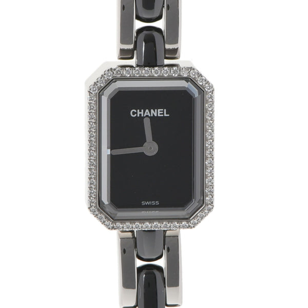 CHANEL Chanel Premiere Bezel Diamond H2163 Ladies SS/Black Ceramic Watch Quartz Black Dial A Rank Used Ginzo