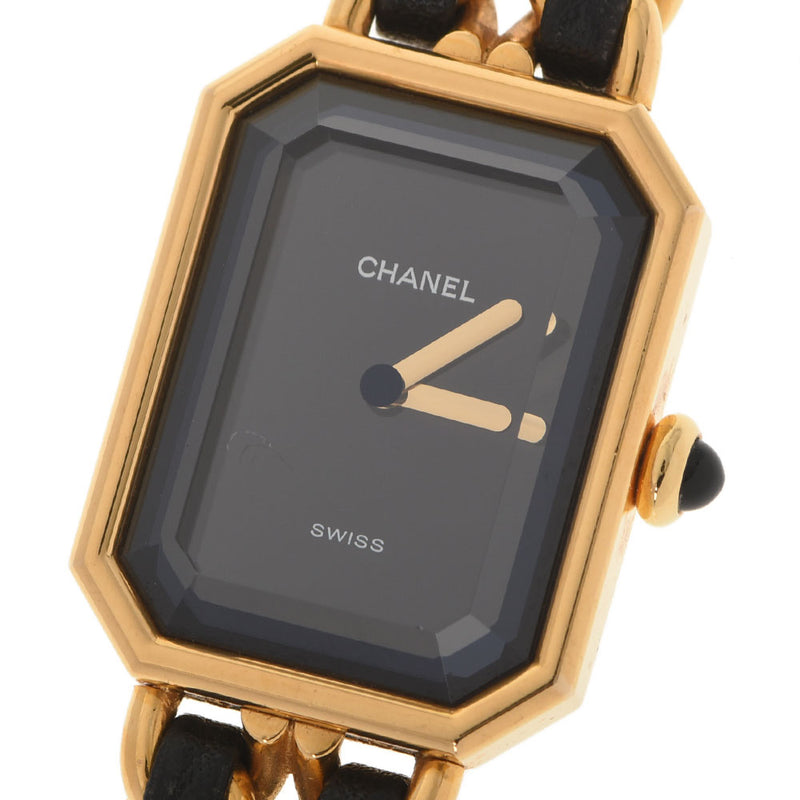 CHANEL Chanel Premiere Size L H0001 Ladies GP/Leather Watch Quartz Black Dial A Rank used Ginzo