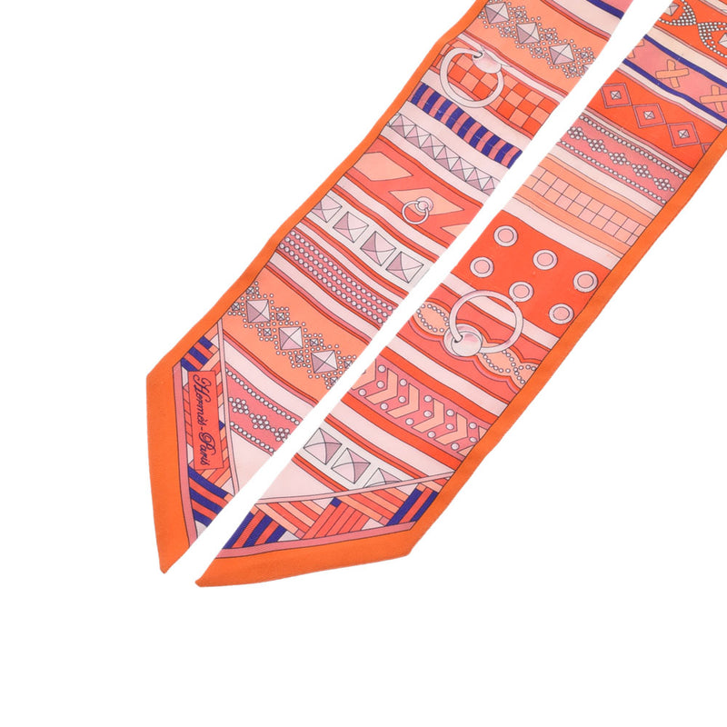 HERMES Hermes twilly old tag fittings Orange ladies silk 100 % scarf AB rank used Ginzo