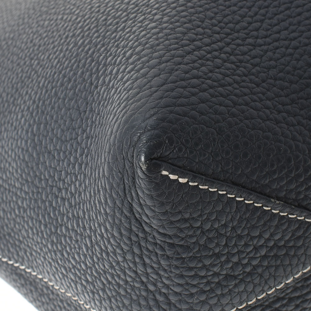 エルメスドゥブルセンス 45 リバーシブル ブルーリン/黒紺系 □P刻印