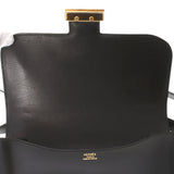 HERMES Hermes Constance 23 Black Gold Bracket ○ Q Q -engraved (around 1987) Ladies BOX Calf Shoulder Bag A Rank used Ginzo