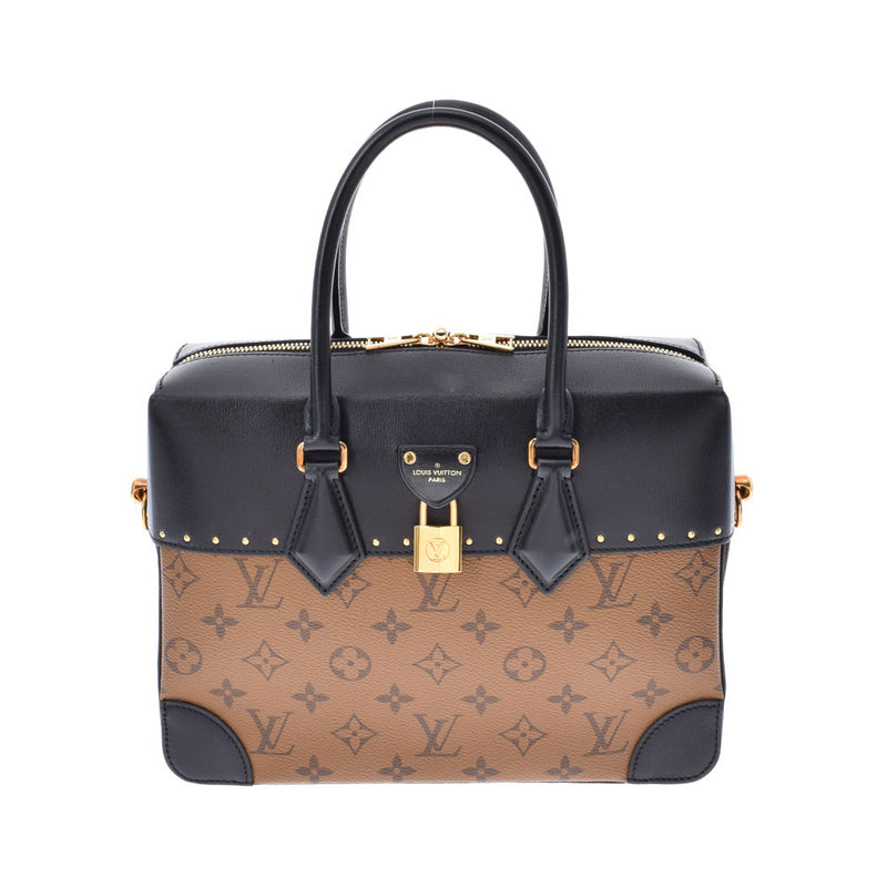 路易威顿路易斯·维顿（Louis Vuitton）会标反向城市mal浅棕色/黑色M43595女士皮革会标反向帆布手提包，等级二手ginzo