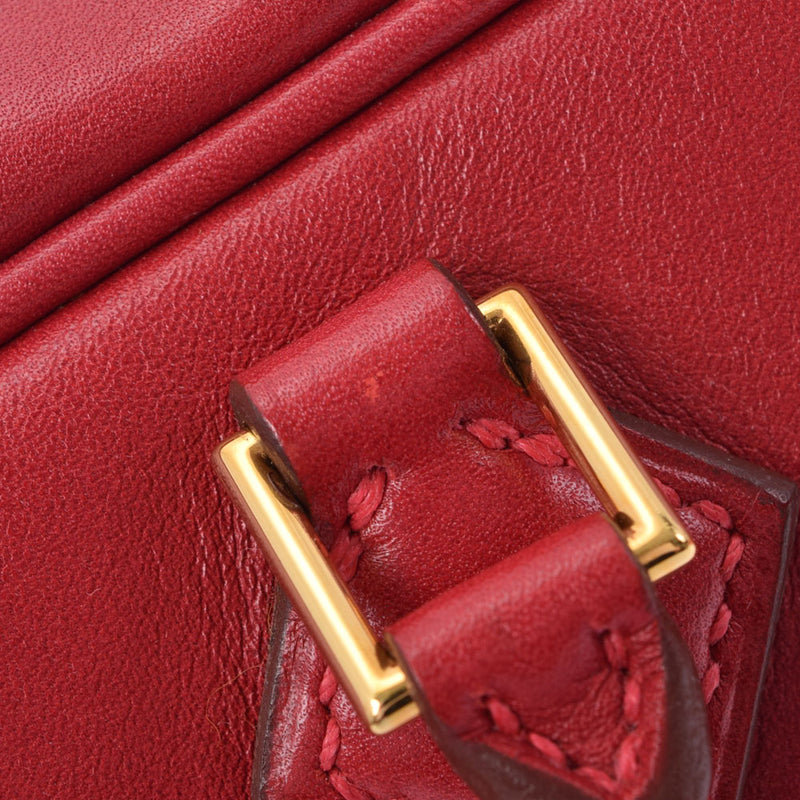 HERMES エルメス プリュム 28 エラン  ルージュガランス シルバー金具 □M刻印(2009年頃) レディース スイフト ハンドバッグ ABランク 中古 銀蔵
