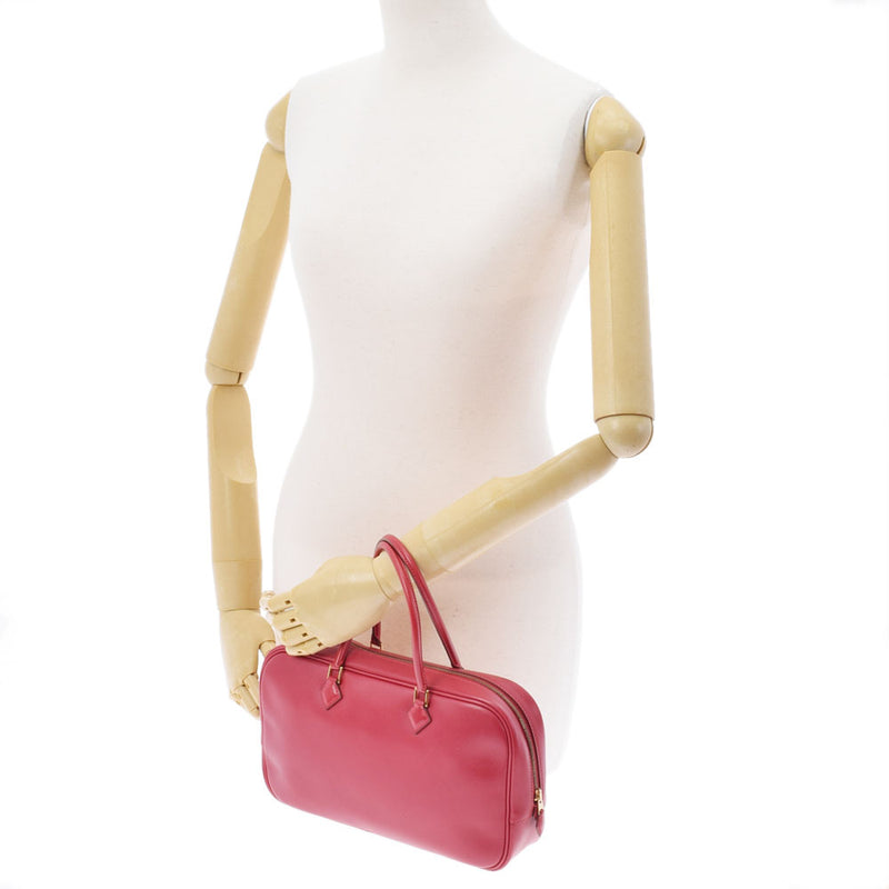 HERMES エルメス プリュム 28 エラン  ルージュガランス シルバー金具 □M刻印(2009年頃) レディース スイフト ハンドバッグ ABランク 中古 銀蔵