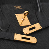 HERMES エルメス バーキン35 黒 ゴールド金具 □G刻印(2003年頃) ユニセックス トリヨンクレマンス ハンドバッグ ABランク 中古 銀蔵