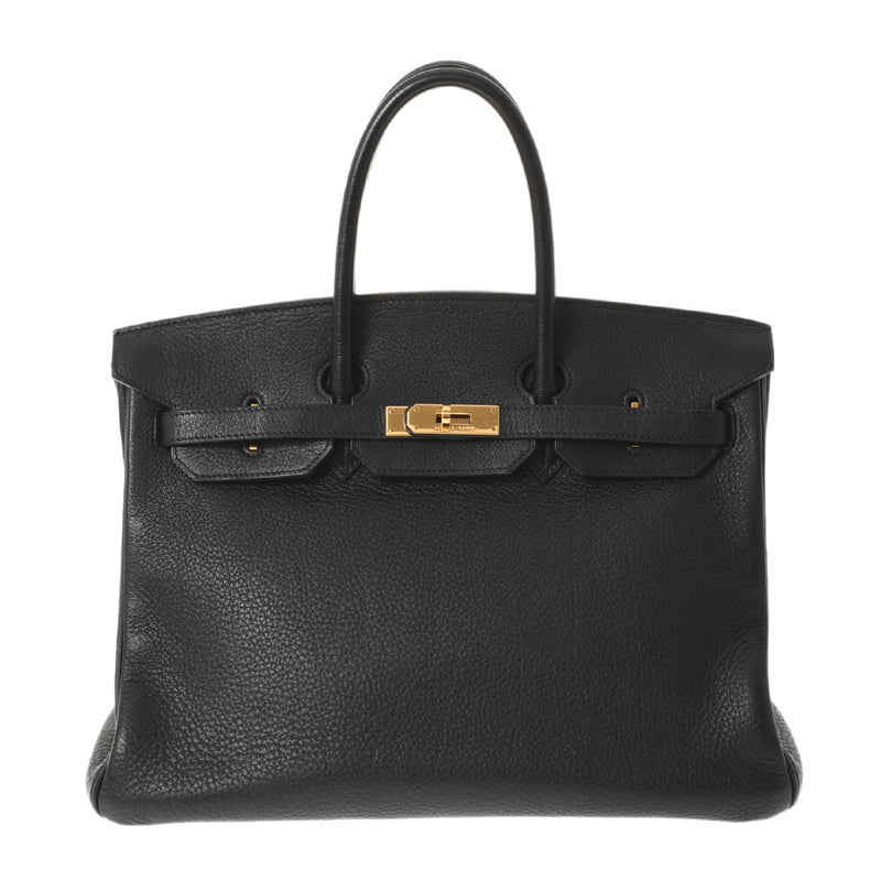 HERMES エルメス バーキン35 黒 ゴールド金具 □G刻印(2003年頃) ユニセックス トリヨンクレマンス ハンドバッグ ABランク 中古 銀蔵