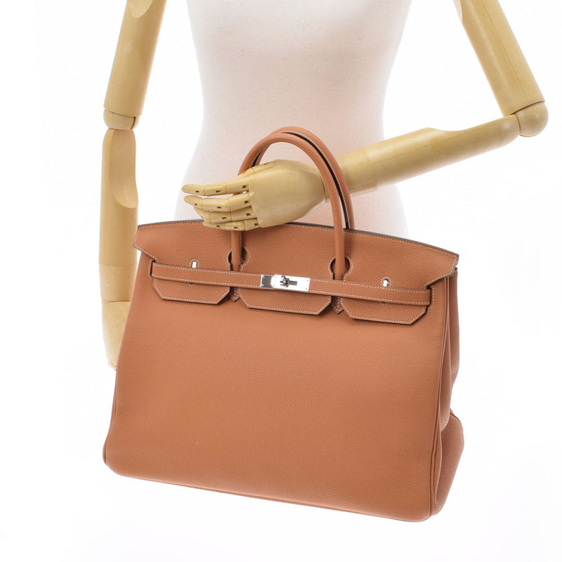 HERMES Hermes Birkin 40 Tough Silver Bracket A engraved (around 2017) Unisex Togo Handbag A Rank used Ginzo