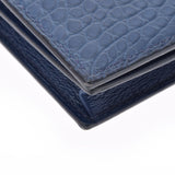 HERMES Hermes Bears Frequet Blue Saffir Silver Bracket C engraved (around 2018) Ladies alligator long wallet AB rank used Ginzo