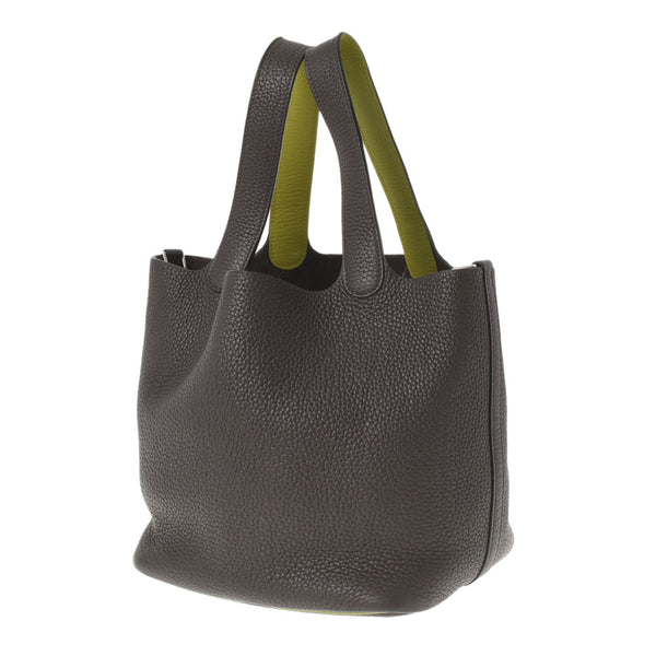 HERMES エルメス ピコタンロック MM エベヌ/アニス シルバー金具 □J刻印(2006年頃) レディース トリヨンクレマンス ハンドバッグ Aランク 中古 銀蔵