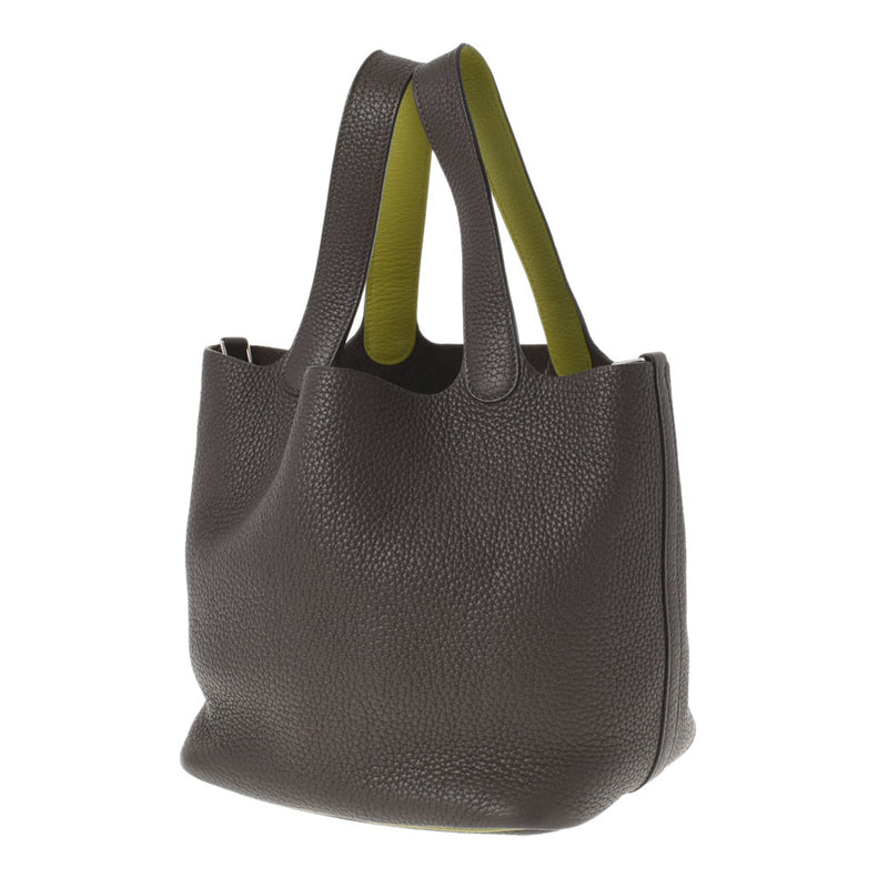 HERMES エルメス ピコタンロック MM エベヌ/アニス シルバー金具 □J刻印(2006年頃) レディース トリヨンクレマンス ハンドバッグ Aランク 中古 銀蔵