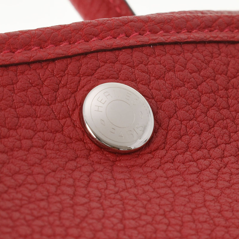 HERMES エルメス ガーデンパーティー PM ルージュピマン ユニセックス  ヴァッシュカントリー ハンドバッグ Aランク 中古 銀蔵