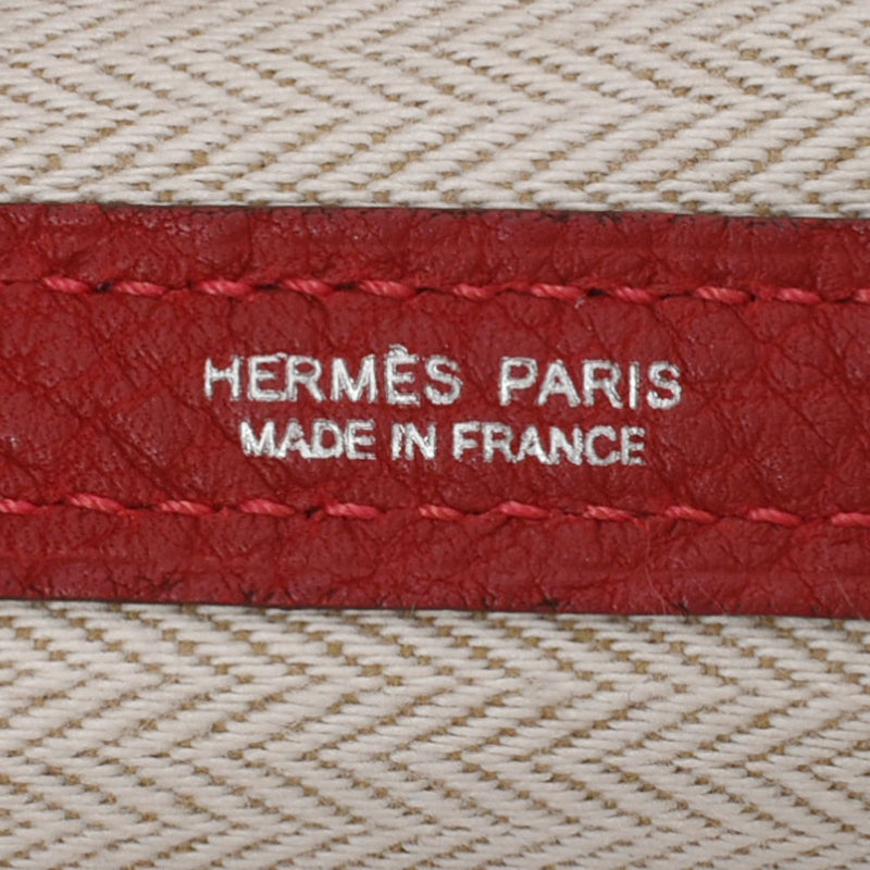 HERMES エルメス ガーデンパーティー PM ルージュピマン ユニセックス  ヴァッシュカントリー ハンドバッグ Aランク 中古 銀蔵