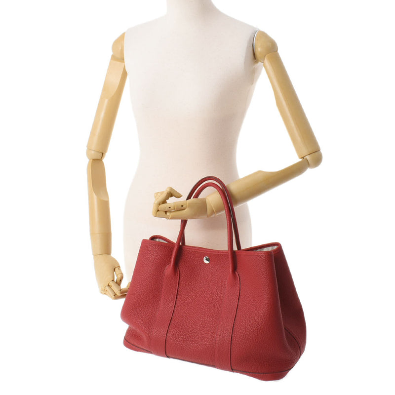 HERMES エルメス ガーデンパーティー PM ルージュピマン ユニセックス  ヴァッシュカントリー ハンドバッグ Aランク 中古 銀蔵