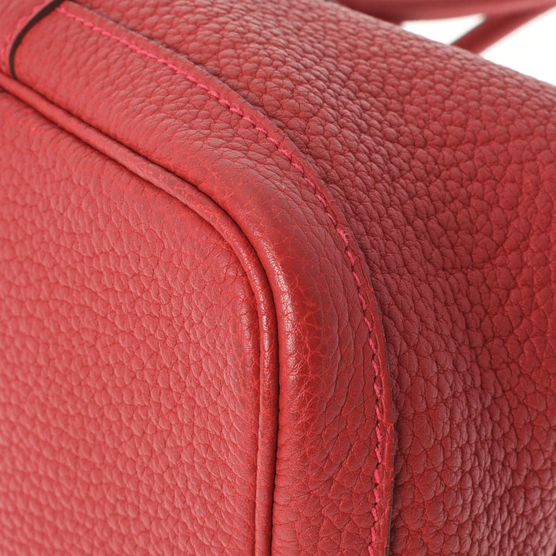 HERMES エルメス ガーデンパーティー PM ルージュピマン ユニセックス  ヴァッシュカントリー ハンドバッグ Aランク 中古 銀蔵