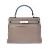 HERMES Hermes Hermes Kelly 28 Inner sewing Etoop/Blue Ass Tick Paladium Bracket □ N engraved (around 2010) Ladies Togo 2WAY Bag A Rank used Ginzo