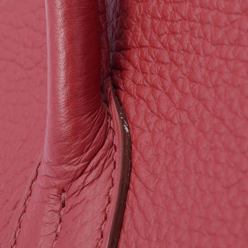 HERMES エルメス バーキン30 ルージュビフ パラジウム金具 □R刻印(2014年頃) レディース トリヨンクレマンス ハンドバッグ Aランク 中古 銀蔵