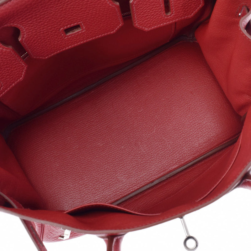 HERMES エルメス バーキン30 ルージュビフ パラジウム金具 □R刻印(2014年頃) レディース トリヨンクレマンス ハンドバッグ Aランク 中古 銀蔵