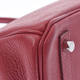 HERMES エルメス バーキン30 ルージュビフ パラジウム金具 □R刻印(2014年頃) レディース トリヨンクレマンス ハンドバッグ Aランク 中古 銀蔵