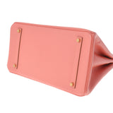 HERMES エルメス バーキン35 フラミンゴ ゴールド金具 □Q刻印(2013年頃) ユニセックス ヴォーエプソン ハンドバッグ Aランク 中古 銀蔵