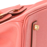 HERMES エルメス バーキン35 フラミンゴ ゴールド金具 □Q刻印(2013年頃) ユニセックス ヴォーエプソン ハンドバッグ Aランク 中古 銀蔵