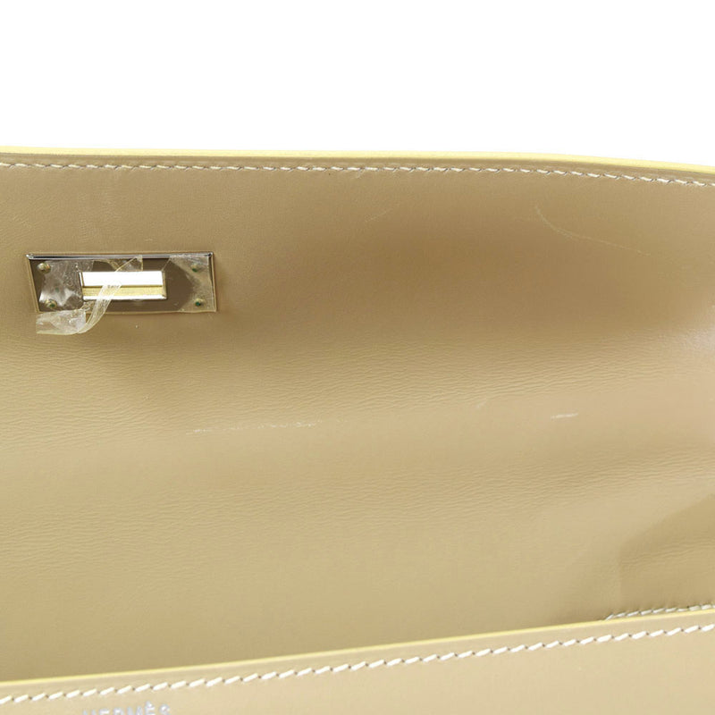 HERMES Hermes Hermes Kelly 32 outer sewing beige palladium bracket □ H -engraved (around 2004) Ladies BOX Calf 2WAY Bag A Rank used Ginzo