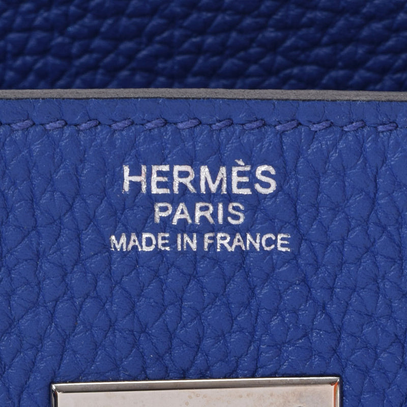 HERMES Hermes Birkin 30 Blue Electric Silver Bracket T T -engraved (around 2015) Ladies Toryon Lemance Handbag A Rank Used Ginzo