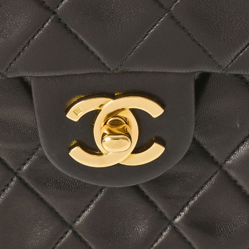 CHANEL Chanel Matrasse Minima Mrasse Chain Black Gold Bracket Ladies Ram Skin Shoulder Bag AB Rank Used Ginzo